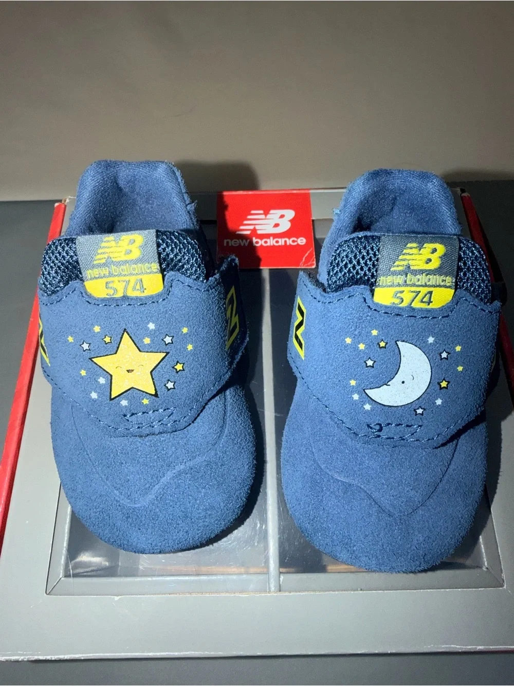 New Balance Infant/Baby Navy and Yellow Hook-and-Loop Shoe Size 1